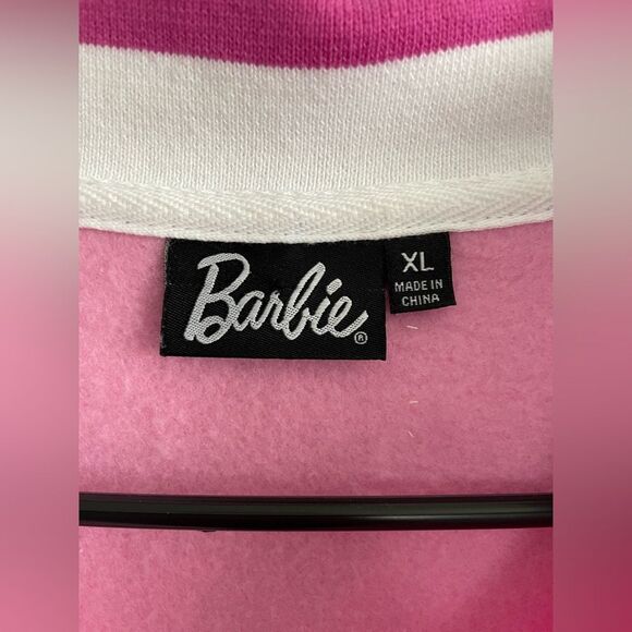 Women’s Barbie Pink Collared Sweatshirt Pull Over 1/4 Zip Size XL - Picture 5 of 7